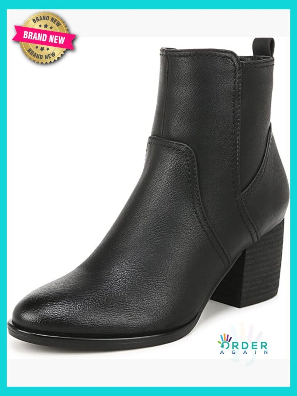 Western Ankle Bootie with Stacked Block Heel Side Zip Memory Foam Insole